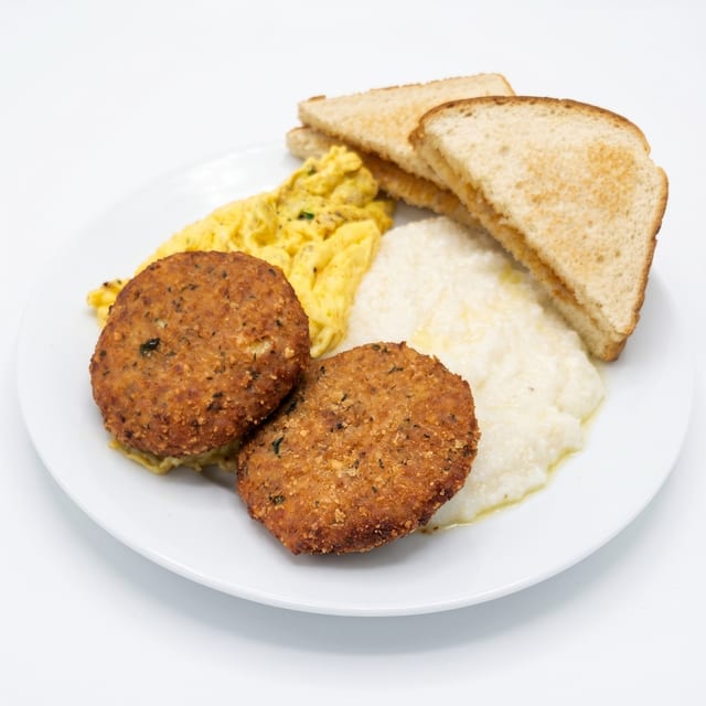 Salmon Croquettes Breakfast Platter.
