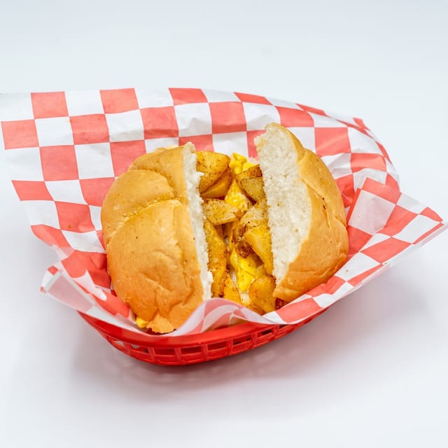 Potato, Egg, and Cheese Sandwich.