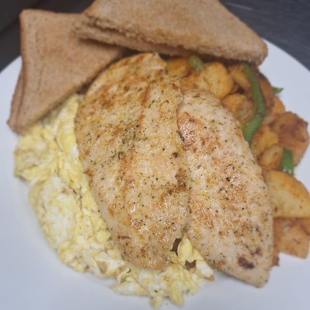 Grilled Chicken Breakfast Platter.